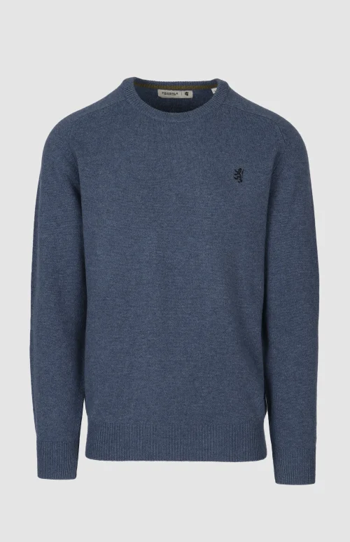 lambswool crew sweater in blue