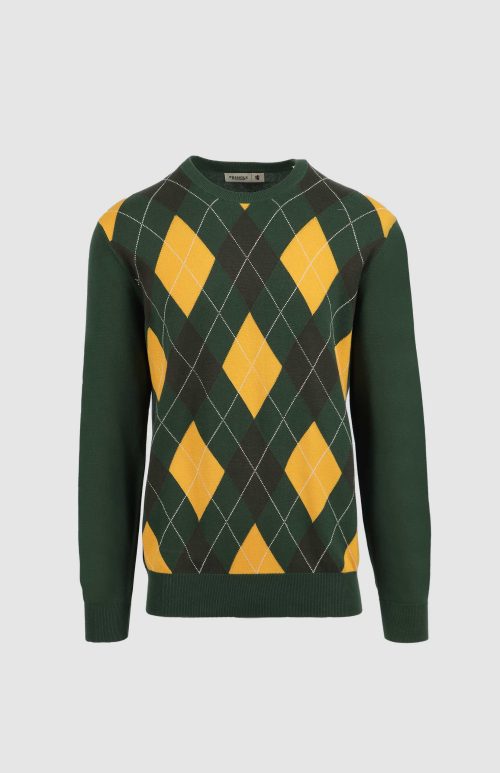 Pringle Vincent Green and Gold Argyle Knitwear