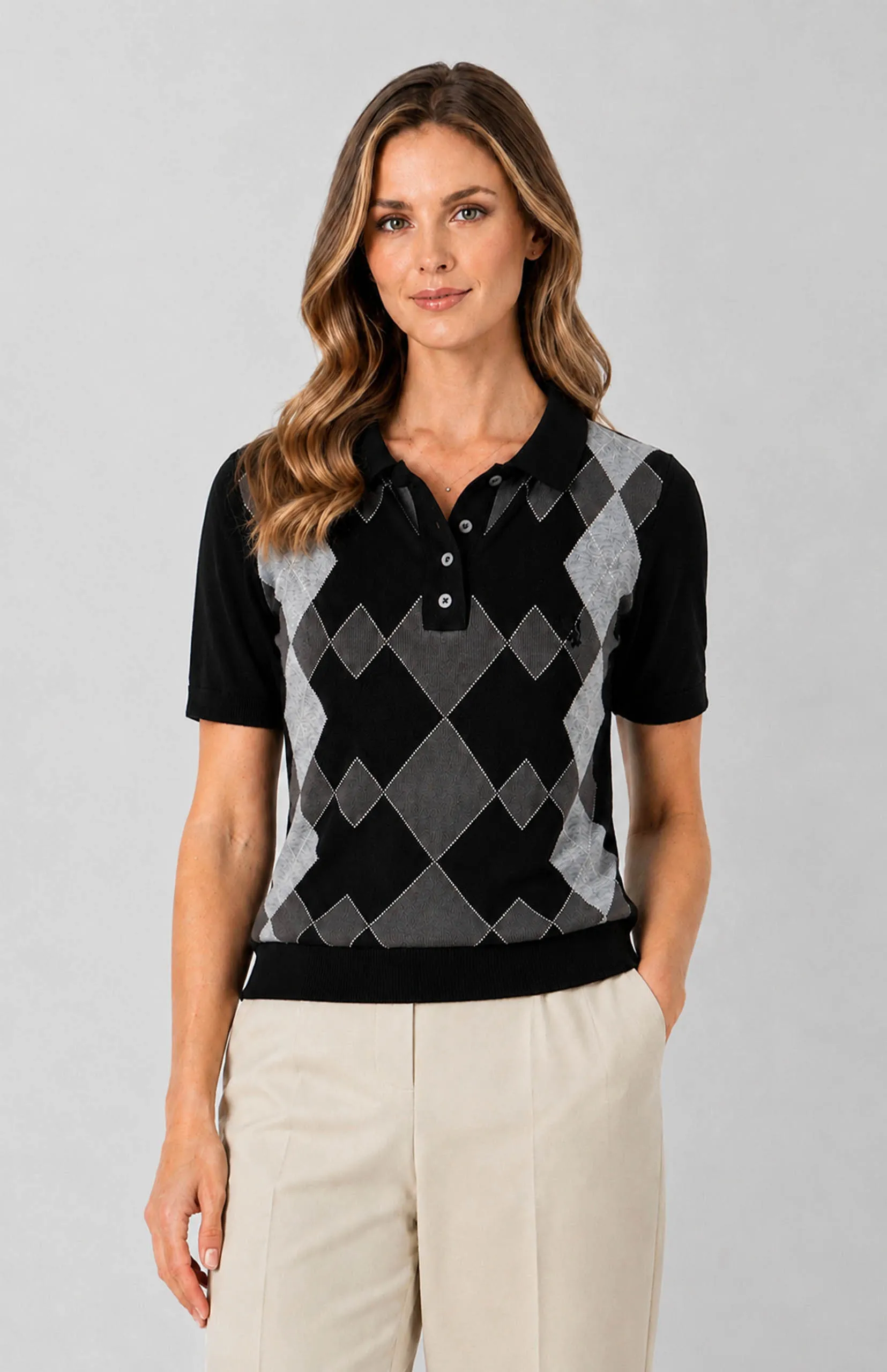 Vuyo Argyle Knit Top