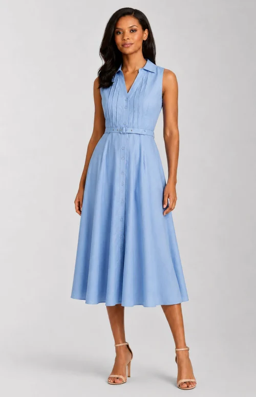 Lin Sleeveless Shirt Dress