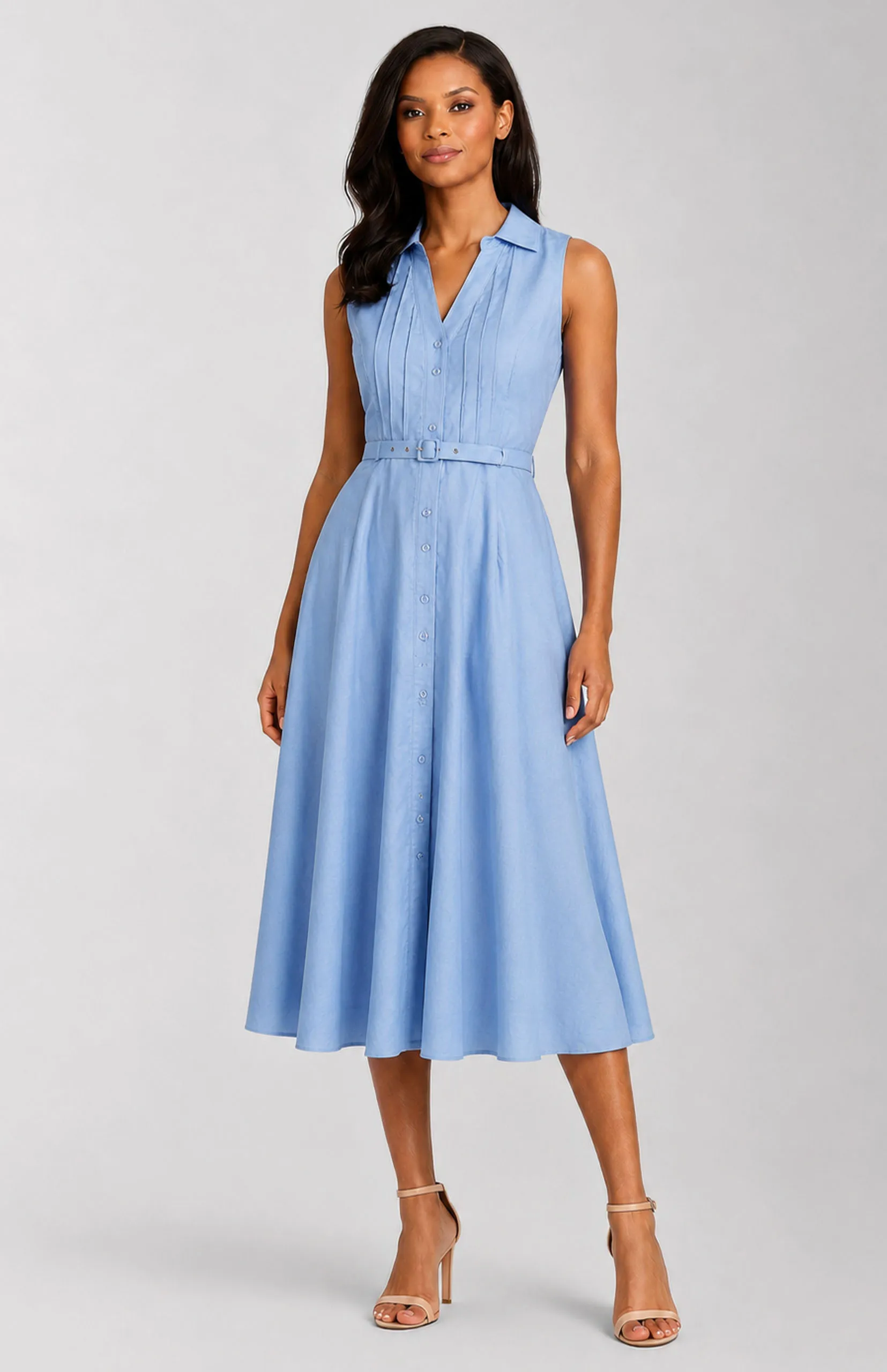 Lin Sleeveless Shirt Dress