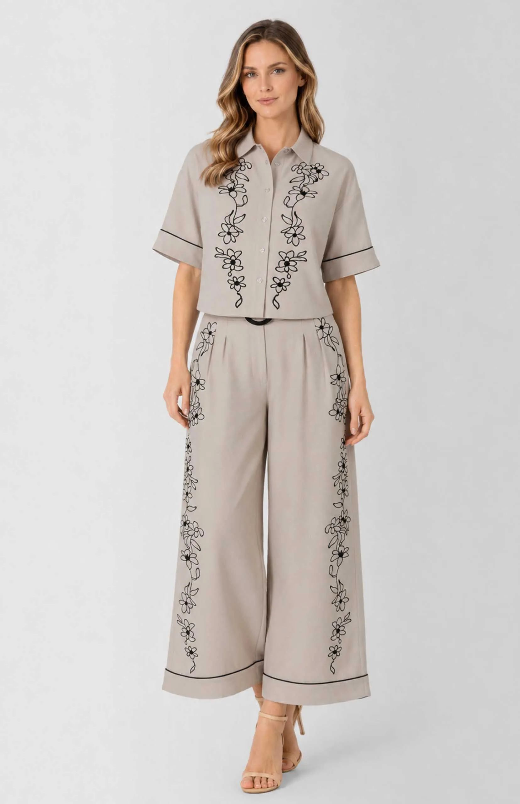 Julia Embroidered Wide Leg Pants - Image 8