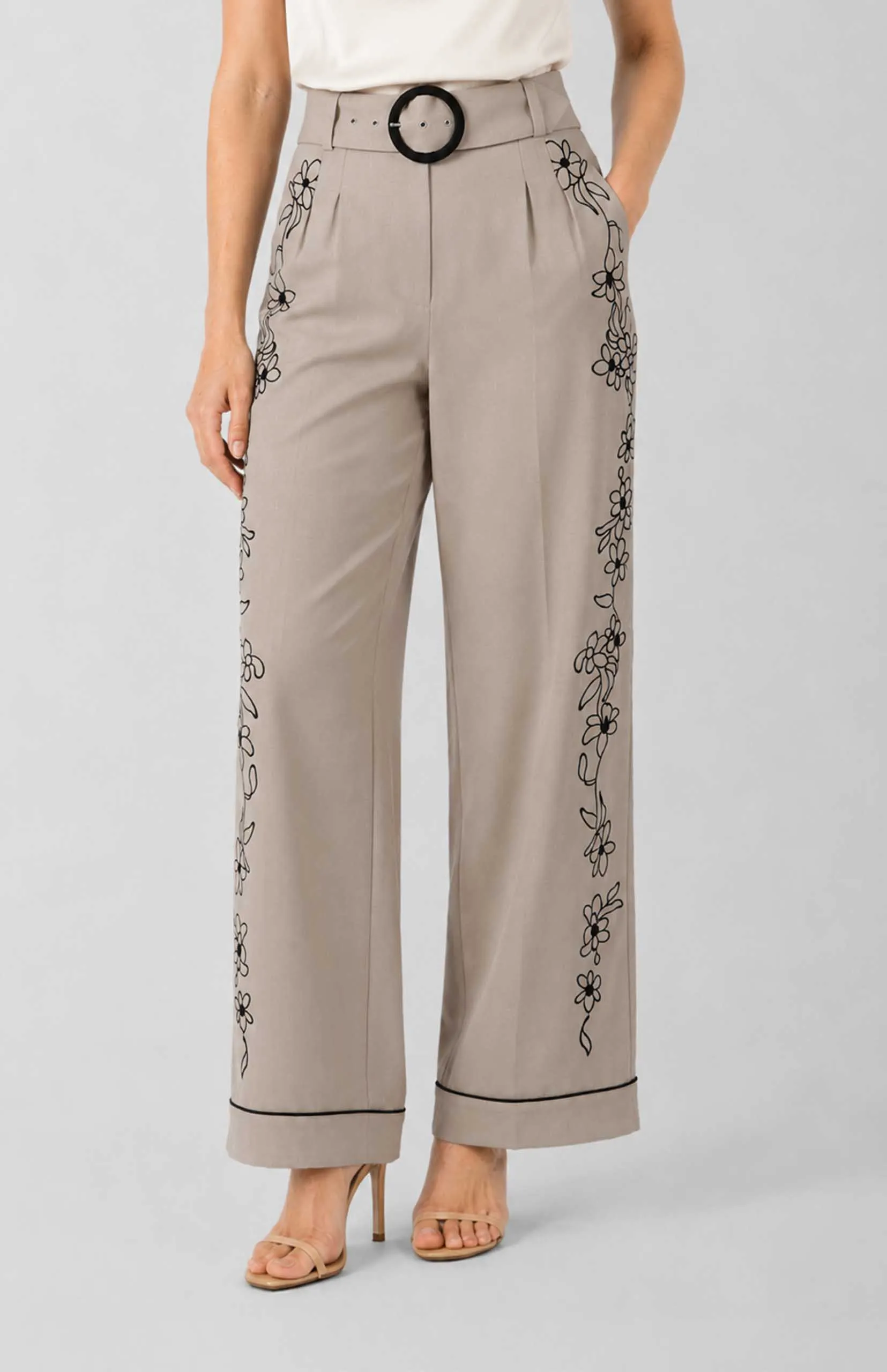 Julia Embroidered Wide Leg Pants